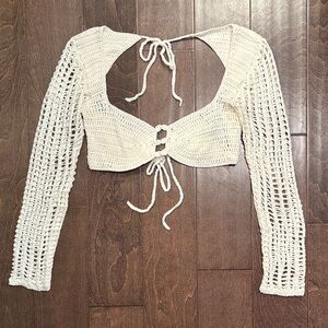 Windsor Cream Crochet Knit Top